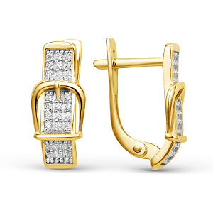 Серьги из желтого золота с фианитами