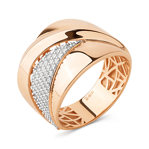 Кольцо из красного золота с фианитами