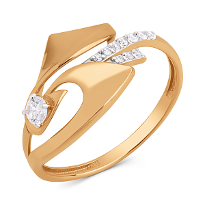 Кольцо из красного золота с фианитами