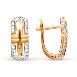 Серьги из красного золота с фианитами