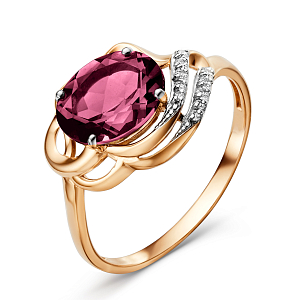 Кольцо из красного золота с корундом