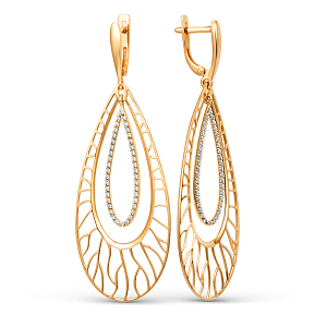 Серьги из красного золота с фианитами