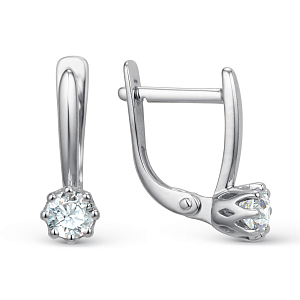 Серьги из белого золота с фианитами