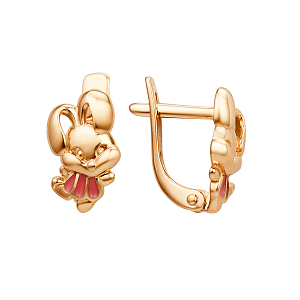 Серьги детские из красного золота