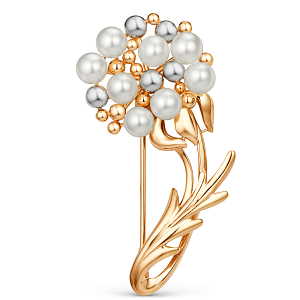 Брошь из красного золота с жемчугом