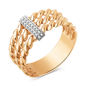 Кольцо из красного золота с фианитами