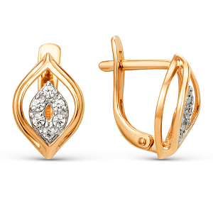 Серьги из красного золота с фианитами