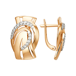 Серьги из красного золота с фианитами