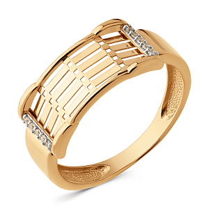 Кольцо из красного золота с фианитами