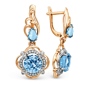 Серьги из красного золота с swiss топазами