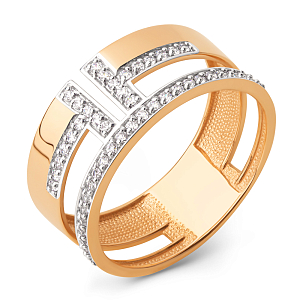 Кольцо из красного золота с фианитами