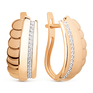 Серьги из красного золота с фианитами