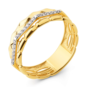 Кольцо из желтого золота с фианитами