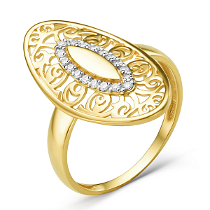 Кольцо из желтого золота с фианитами