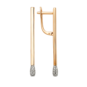 Серьги из красного золота с фианитами