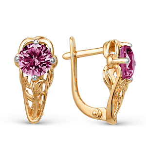 Серьги из красного золота с корундами