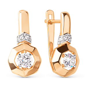 Серьги из красного золота с фианитами