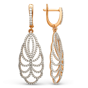 Серьги из красного золота с фианитами