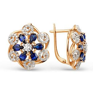 Серьги из красного золота с корундами