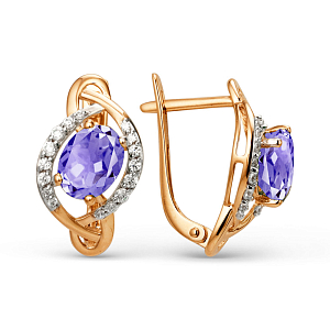 Серьги из красного золота с аметистами