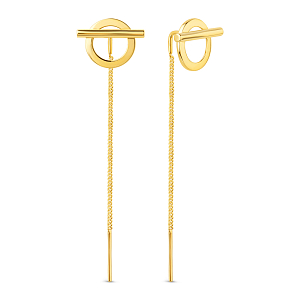 Серьги продевки из желтого золота