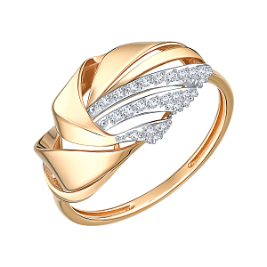 Кольцо из красного золота с фианитами