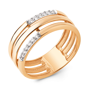 Кольцо из красного золота с фианитами