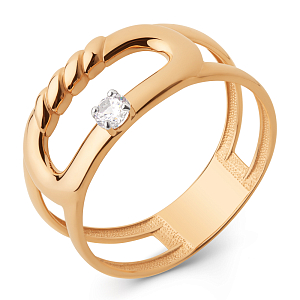 Кольцо из красного золота с фианитом