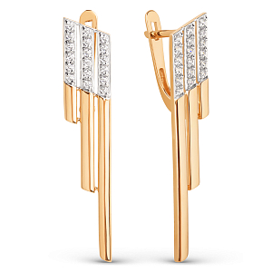 Серьги из красного золота с фианитами