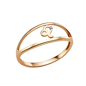 Кольцо из красного золота с фианитом