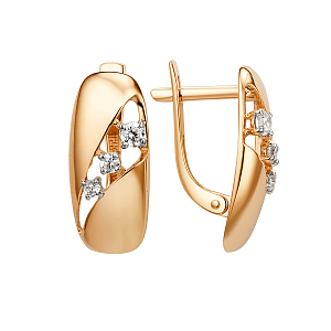 Серьги из красного золота с фианитами