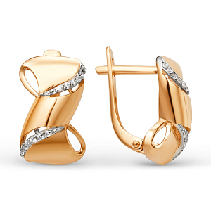 Серьги из красного золота с фианитами