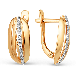 Серьги из красного золота с фианитами