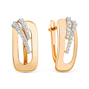 Серьги из красного золота с фианитами