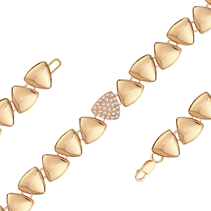 Браслет из красного золота с фианитами