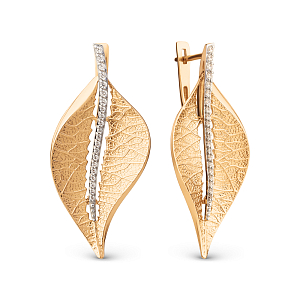 Серьги из красного золота с фианитами