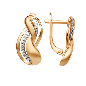 Серьги из красного золота с фианитами