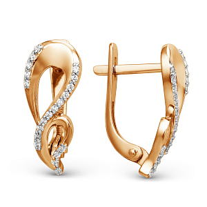 Серьги из красного золота с фианитами