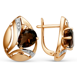 Серьги из красного золота с раухтопазами