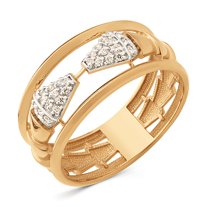 Кольцо из красного золота с фианитами