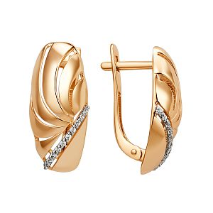 Серьги из красного золота с фианитами