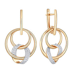 Серьги из красного золота с фианитами