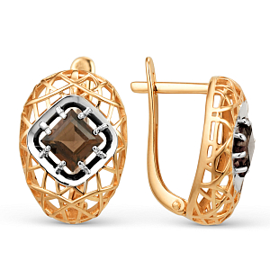 Серьги из красного золота с раухтопазами