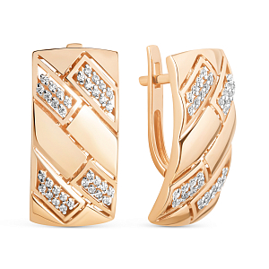 Серьги из красного золота с фианитами