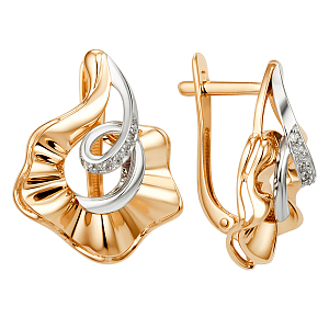 Серьги из красного золота с фианитами