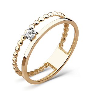 Кольцо из красного золота с фианитом