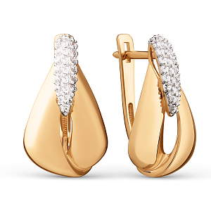 Серьги из красного золота с фианитами