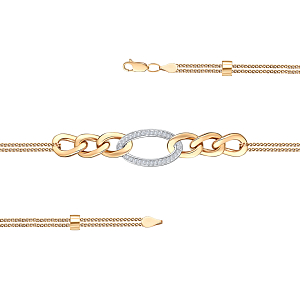 Браслет из красного золота с фианитами