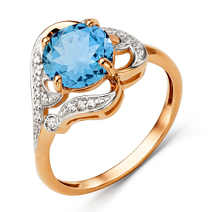 Кольцо из красного золота с swiss топазом