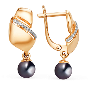 Серьги из красного золота с фианитами